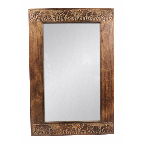 Wooden Elephant Mirror - Click Image to Close